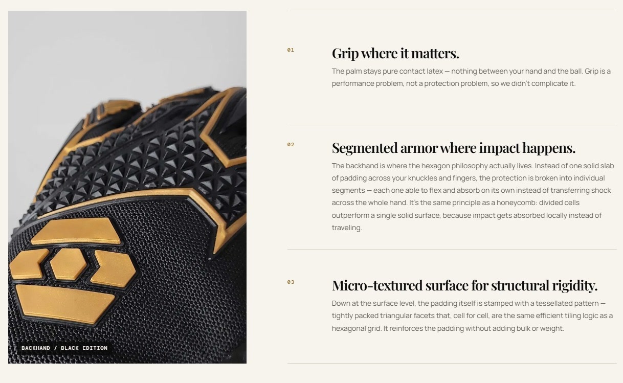 Hexagon goalkeeper gloves Black Edition backhand